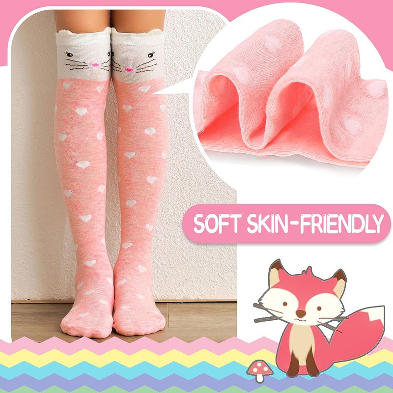 ANTSANG Kids Girls Knee High Socks Long Boot Crazy Silly Fun Gift Cute Tall Animal Socks for Child 6 Pairs - Image 2